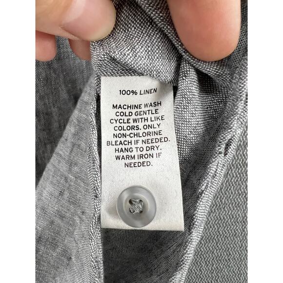 CALIBRATE Mens Gray 100% Linen Slim Fit Short Sleeve Casual Button Up Shirt M - Picture 6 of 8